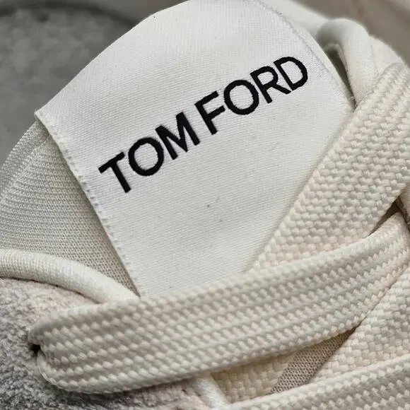 Tom Ford Jagga Leather-Trimmed Suede and Mesh Sneakers in White size 9 US / 8 UK